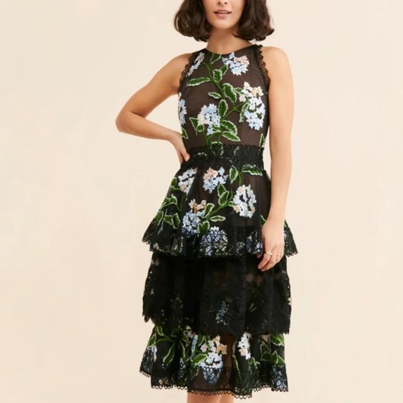 sachin and babi light blue dress Bronx Banco Inara Floral Applique Midi-Dress main image 0
